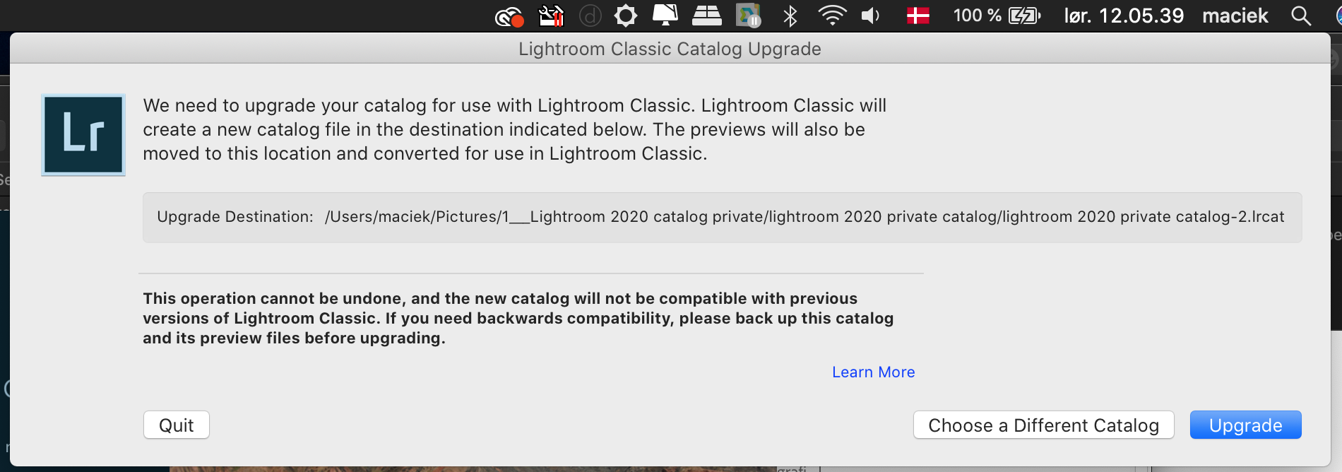 Lightroom upgrade from 8.4.1 to 9.2 (only one-way)