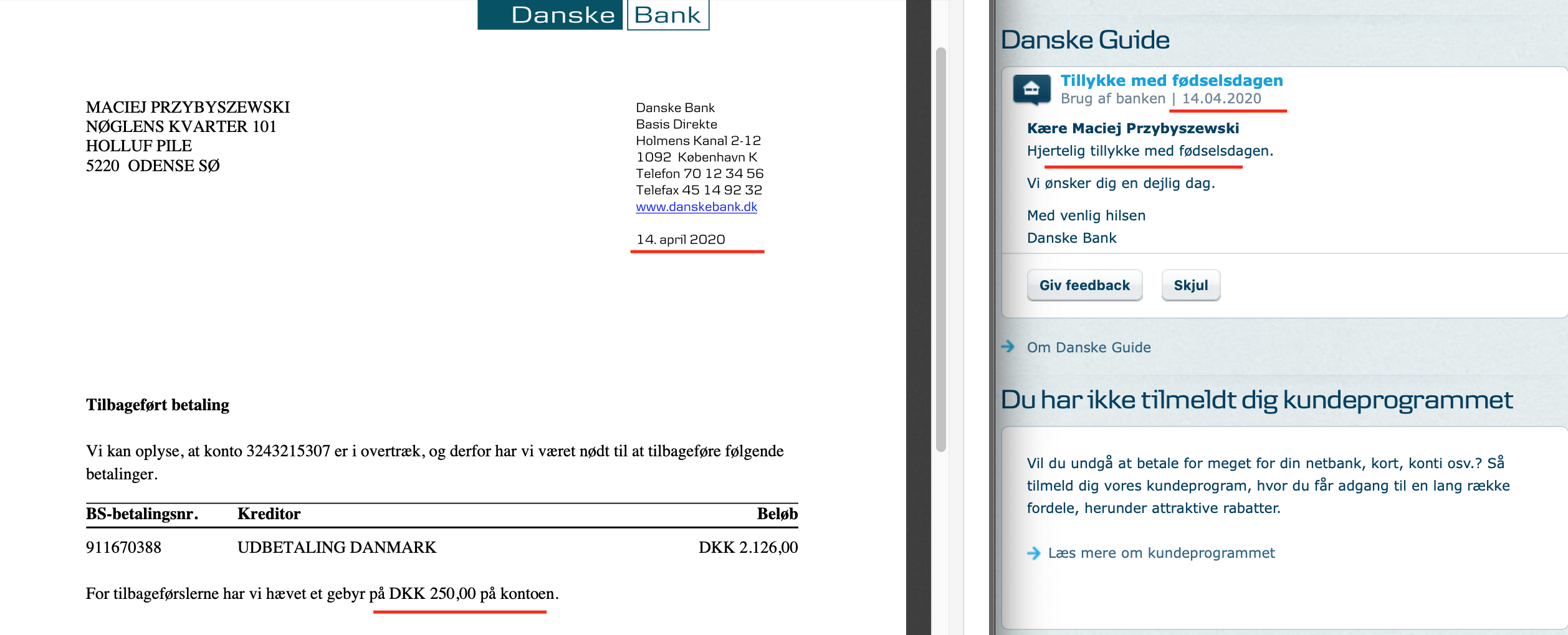 Danske Bank birthday prezent